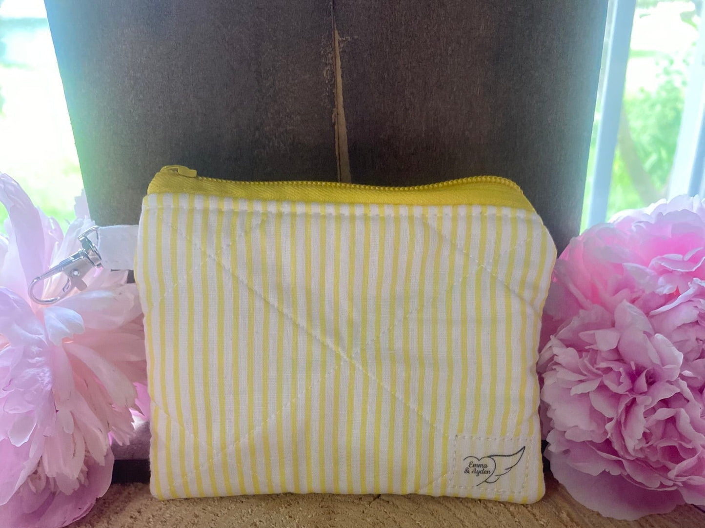 Yellow & White Stripped Keychain Wallet (Limited Edition Fabric)