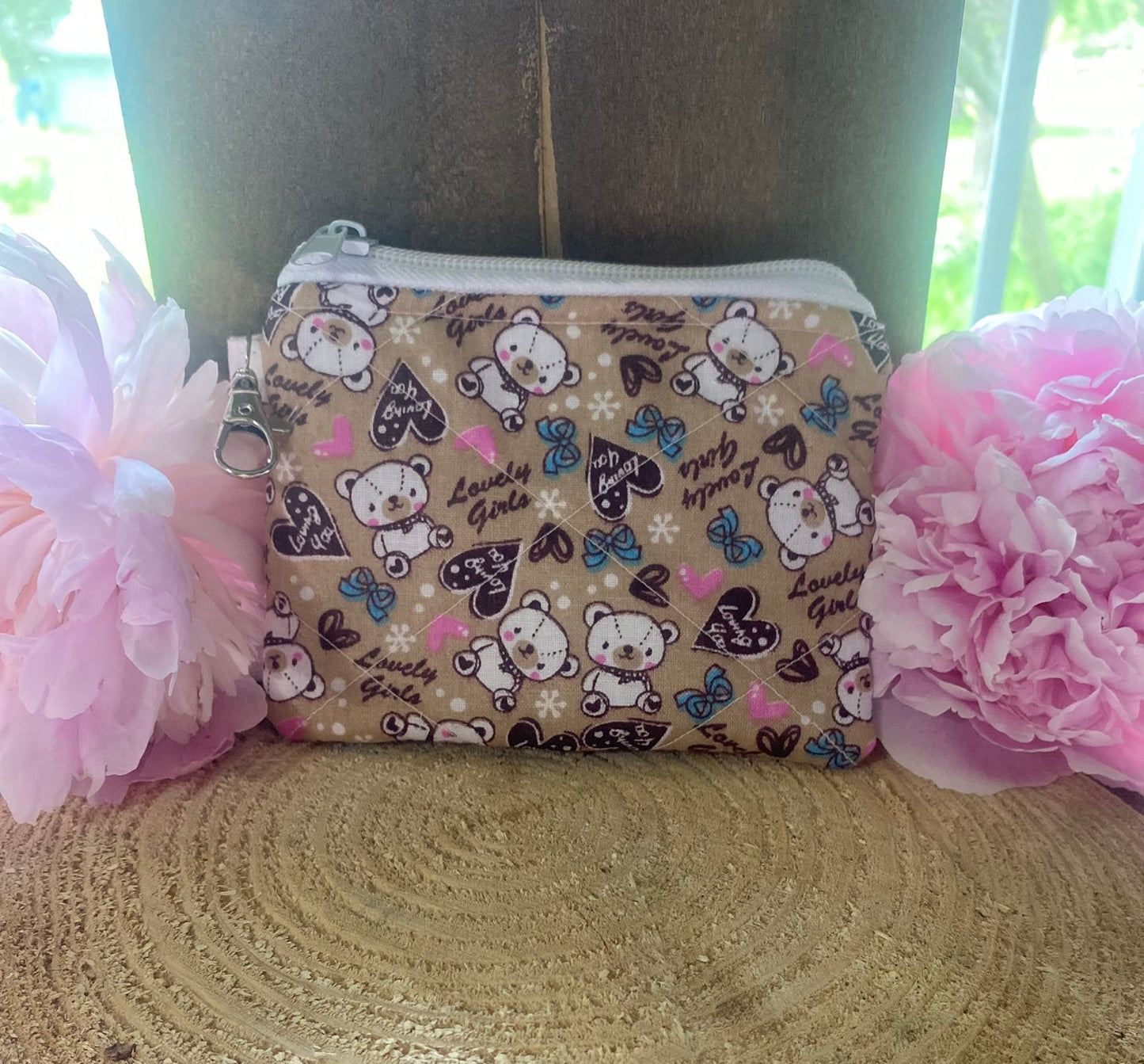 Brown Floral Keychain Wallet (limited Edition fabric)