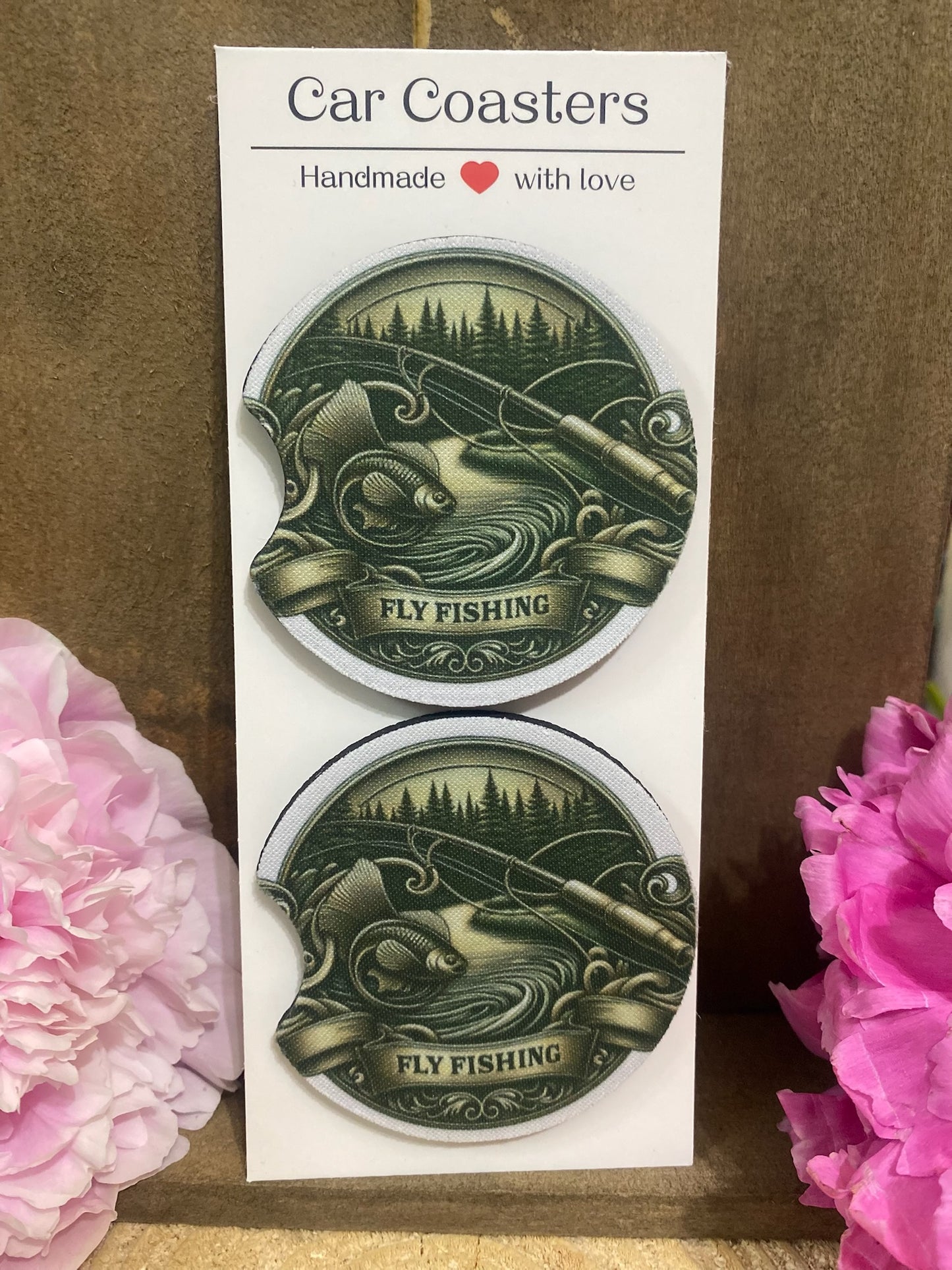 Fly Fishing Car Coaster set