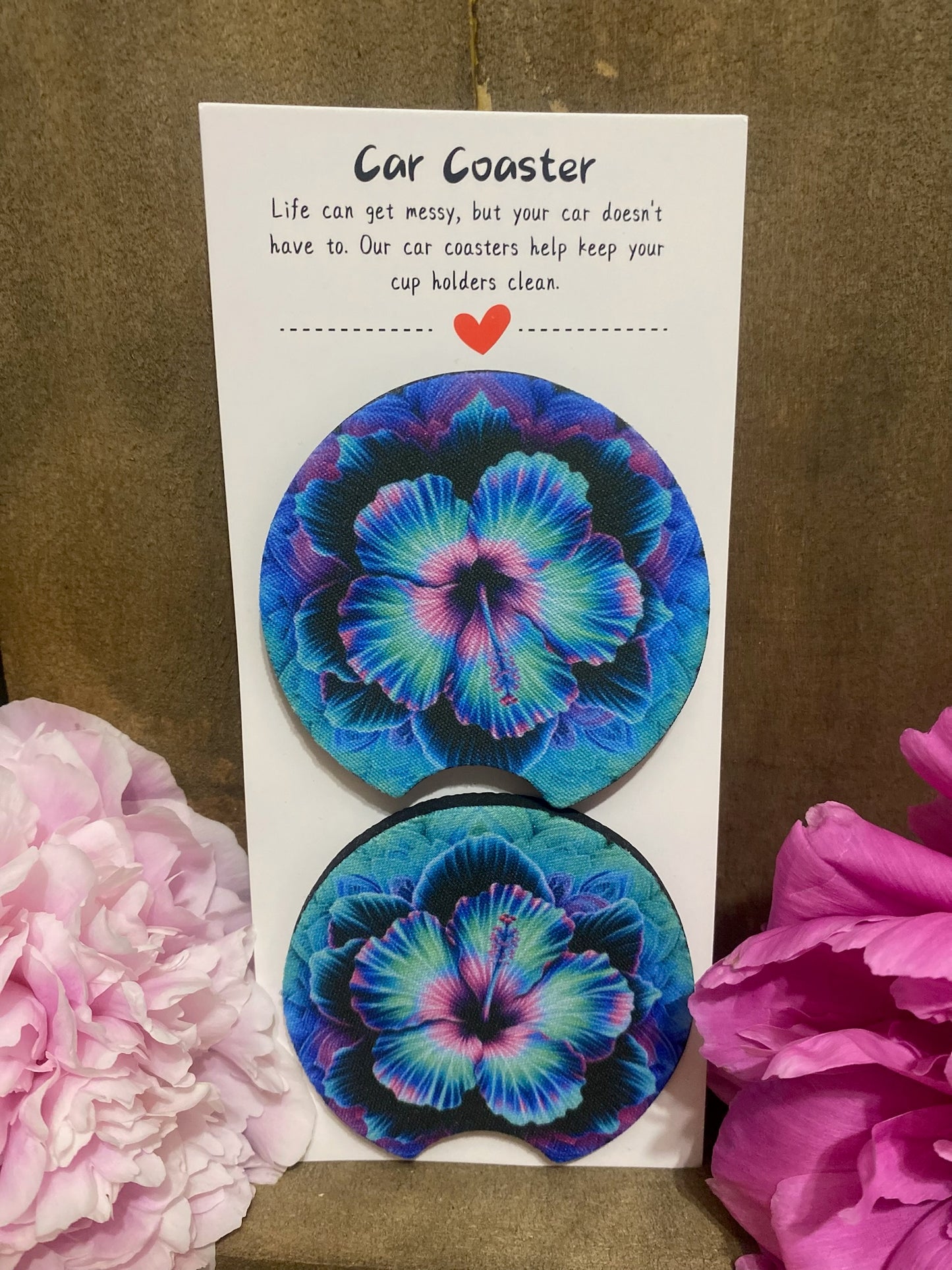 Neon Flower Car Coaster set
