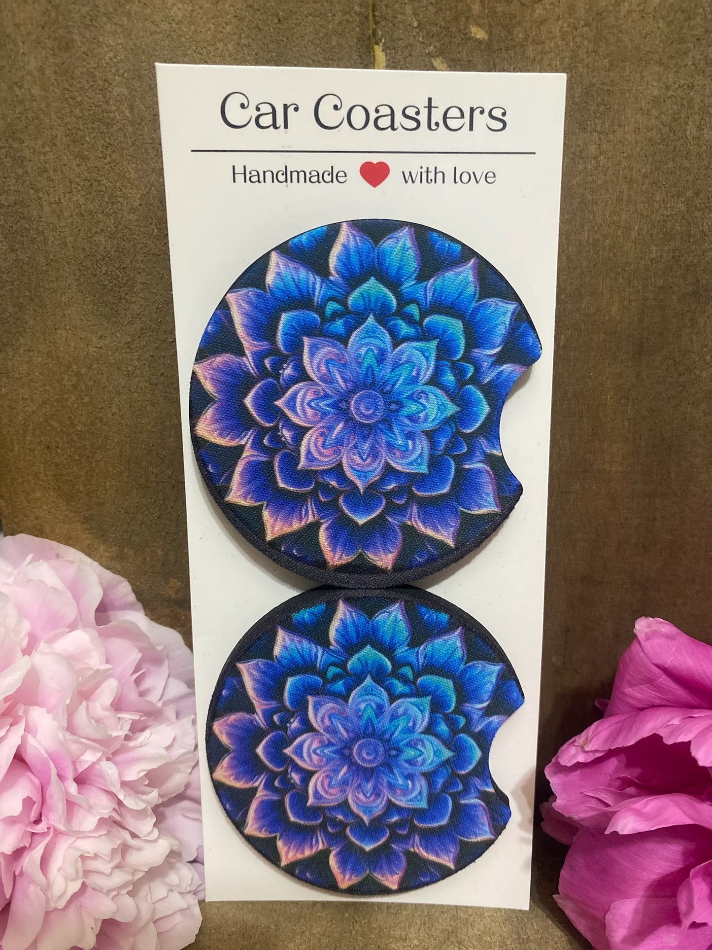 Neon Flower Car Coaster set