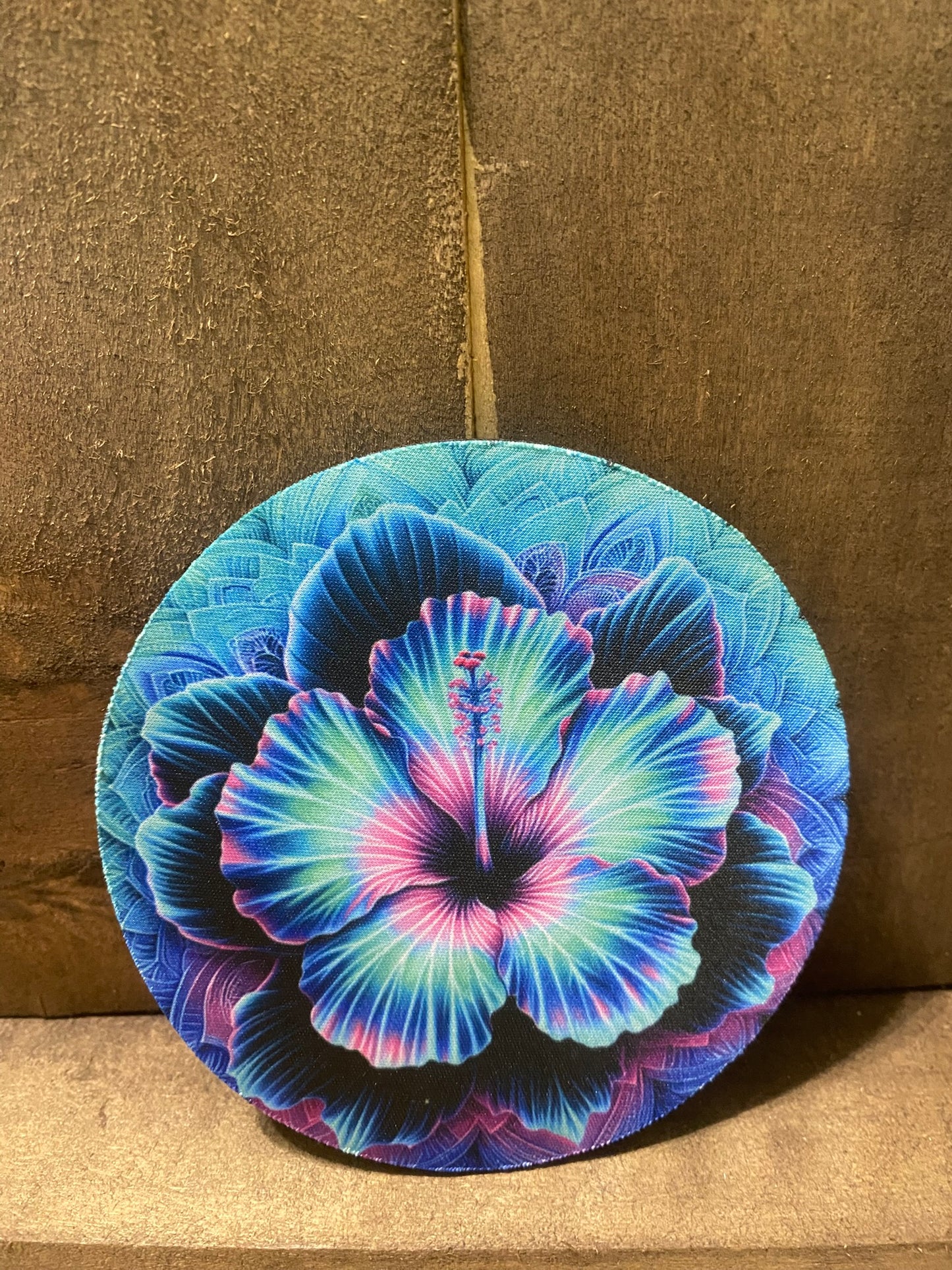 Flower purple and blue 4 inch coaster set