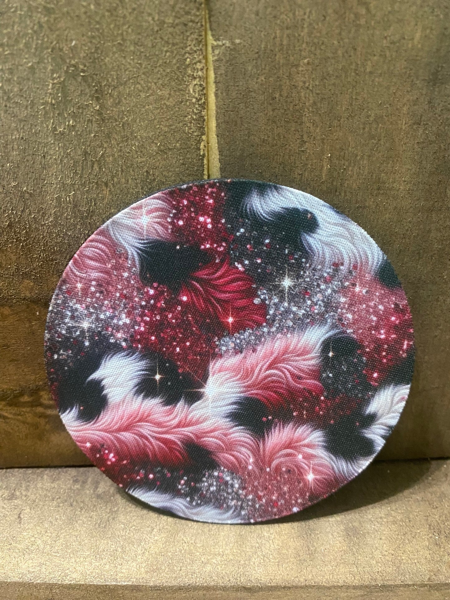 Pom Pom Pink, Black , Glitter 4 inch Coaster set