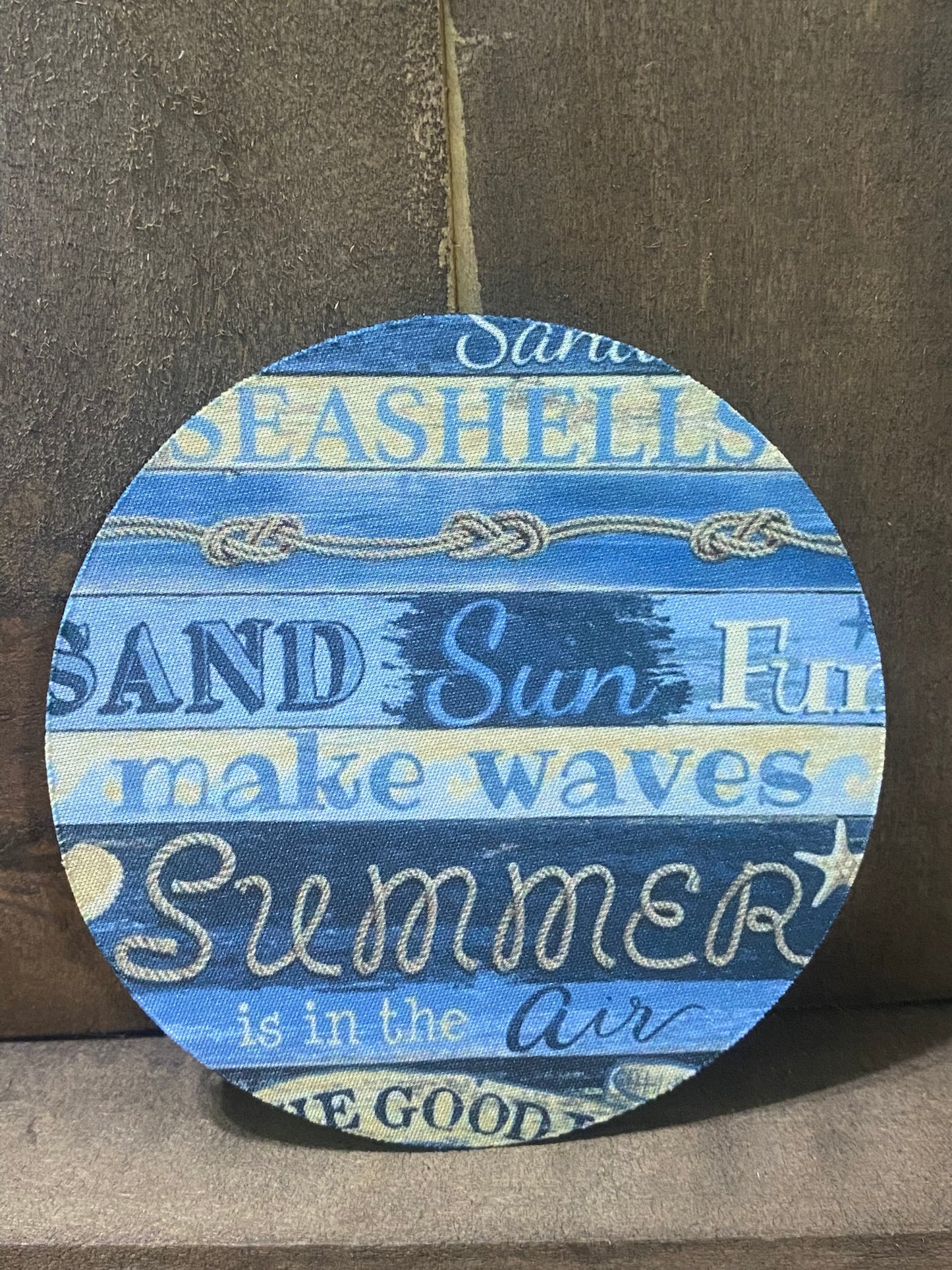 Beach Words wood grain 4 inch coaster set