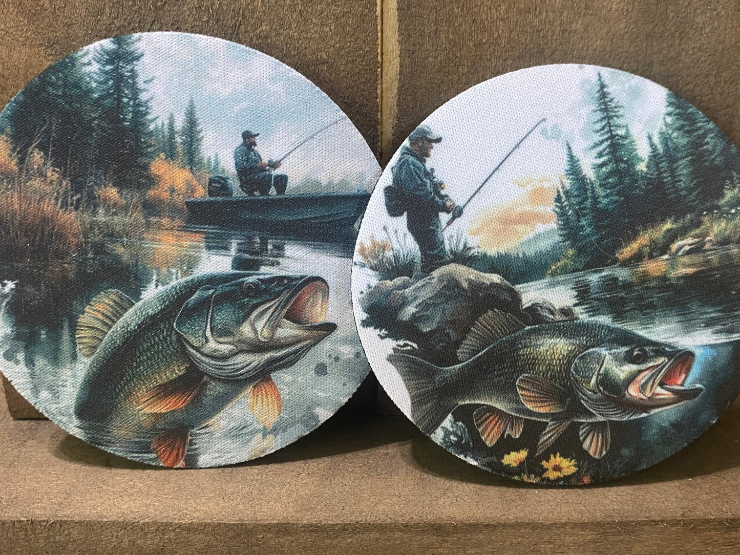 Fishing 3.75 inch coaster set