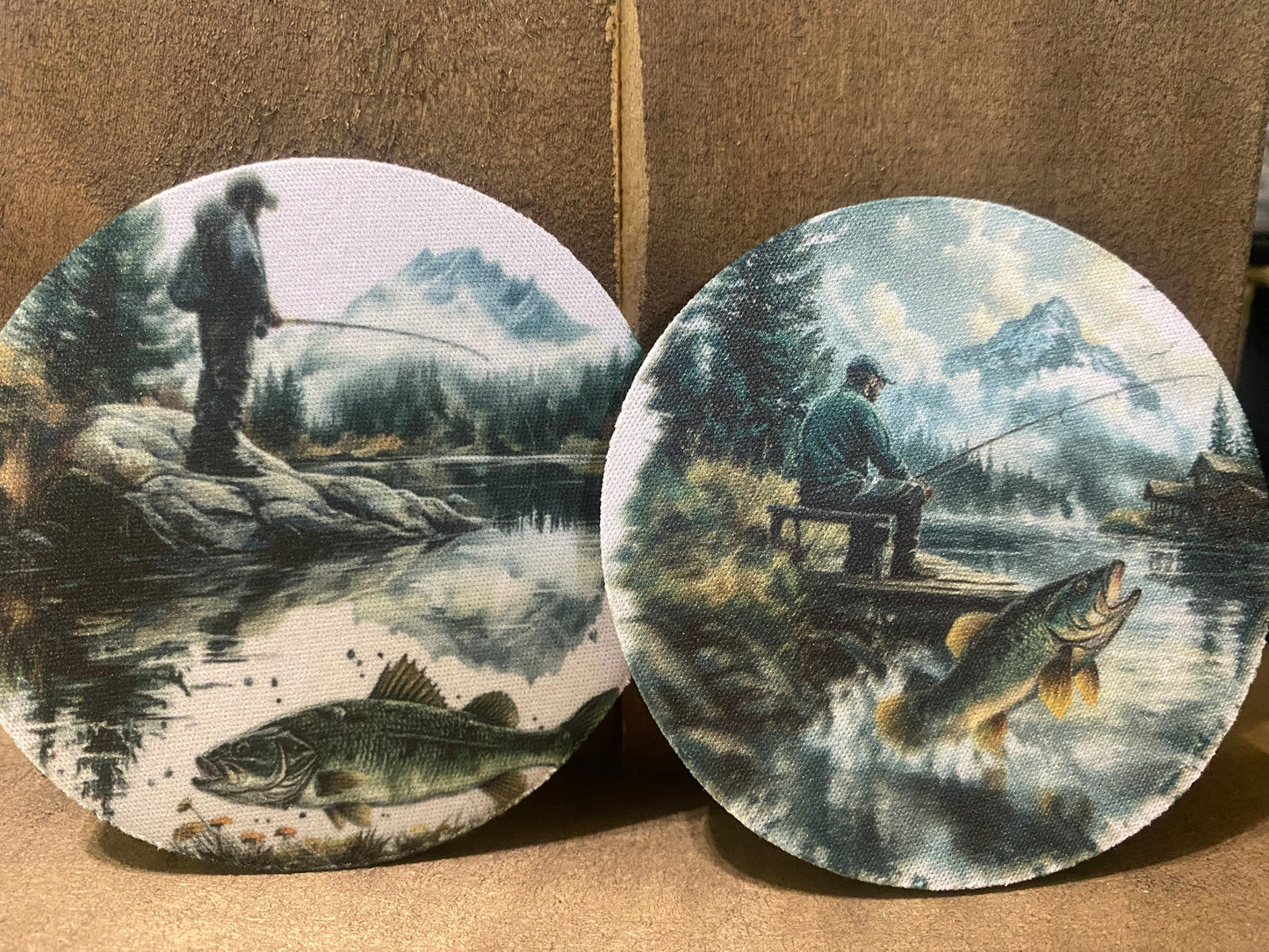 Fishing 3.75 in coaster set