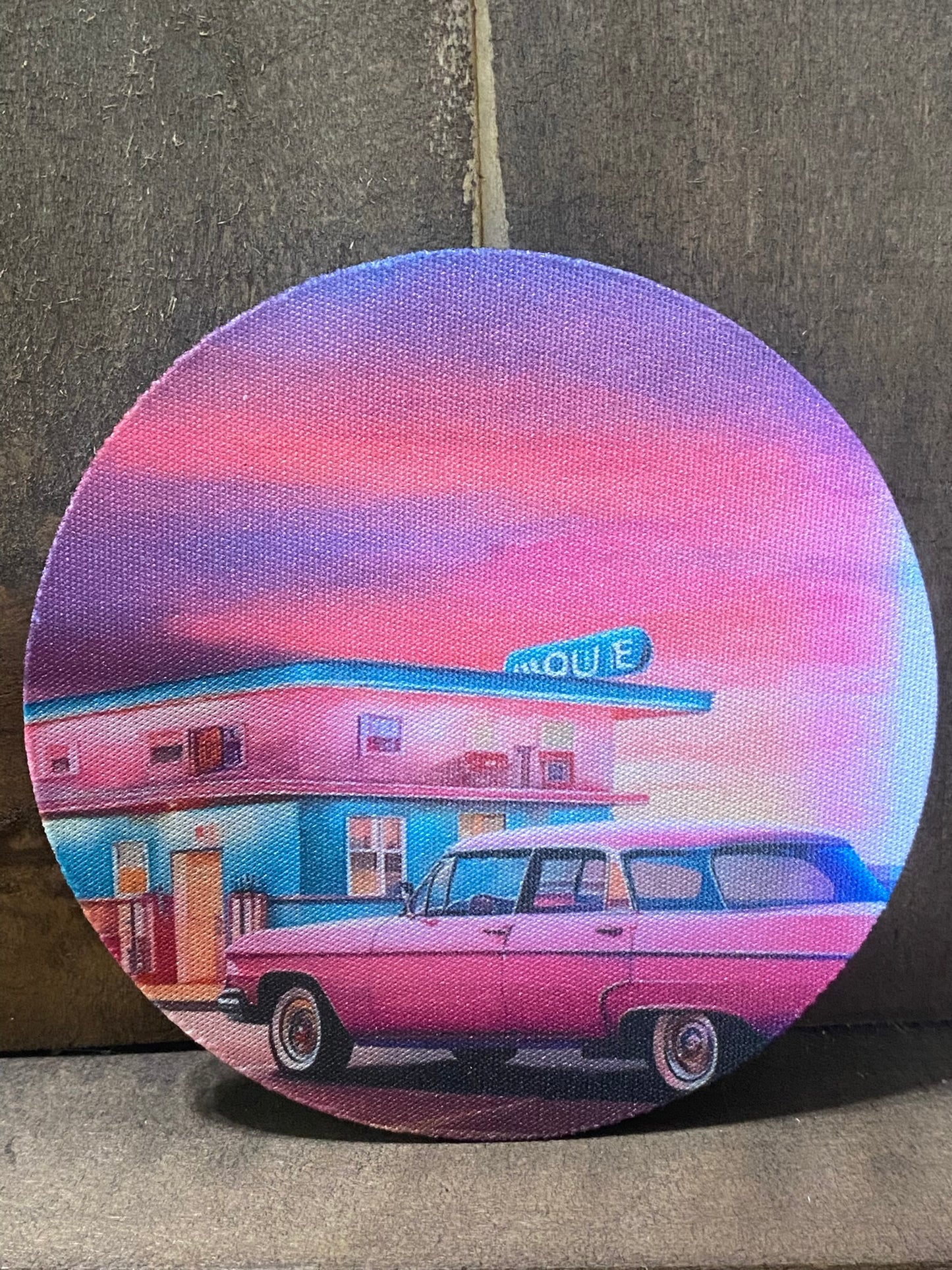 Classic Car & Diner 4 inch car coaster set