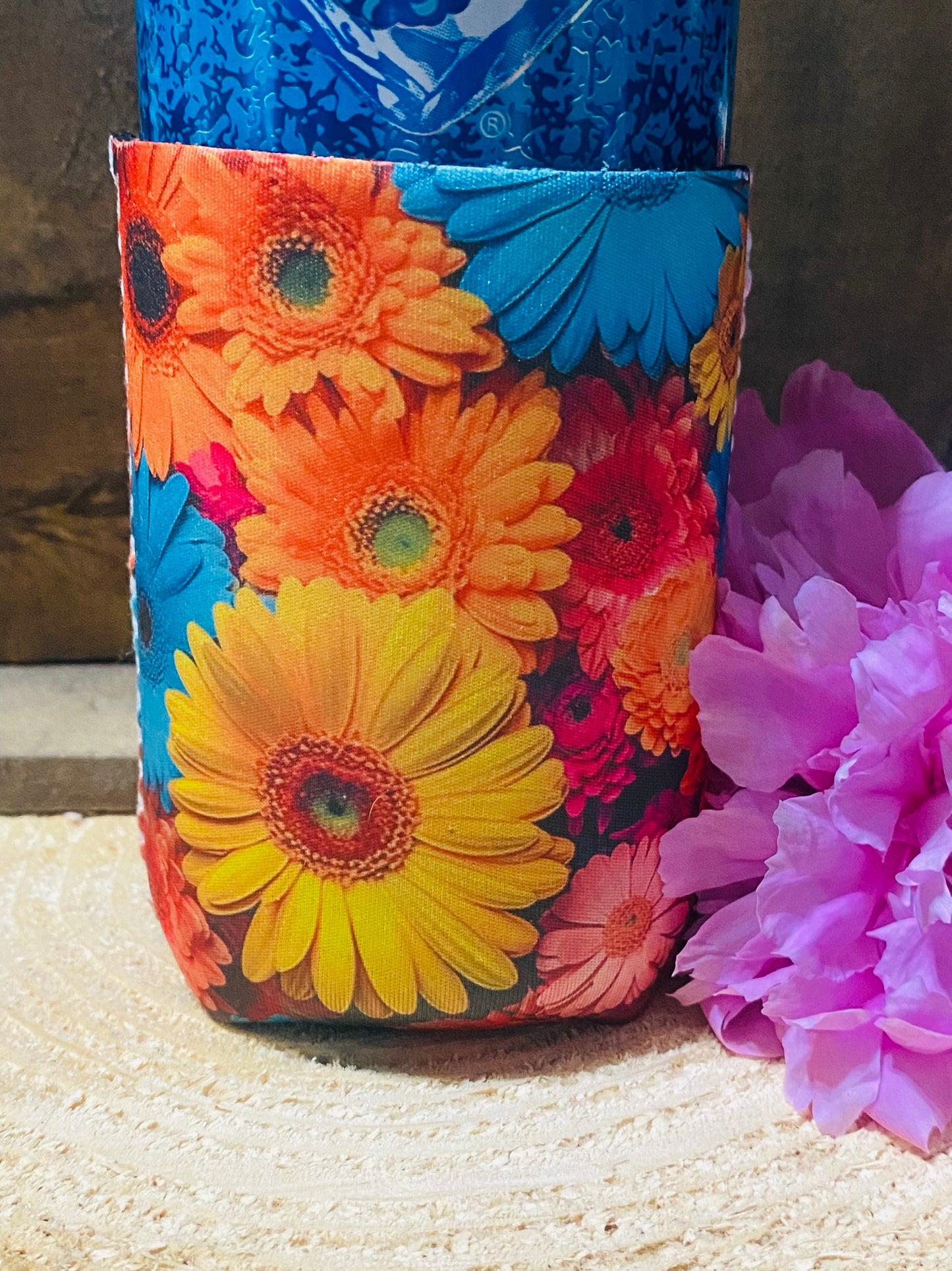 Neon Gerber Daisey 12oz. can koozie