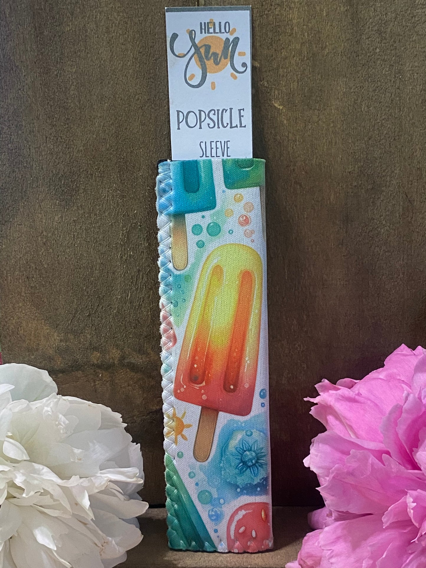 Freeze pop sleeve Yellow & Red popsicle on white