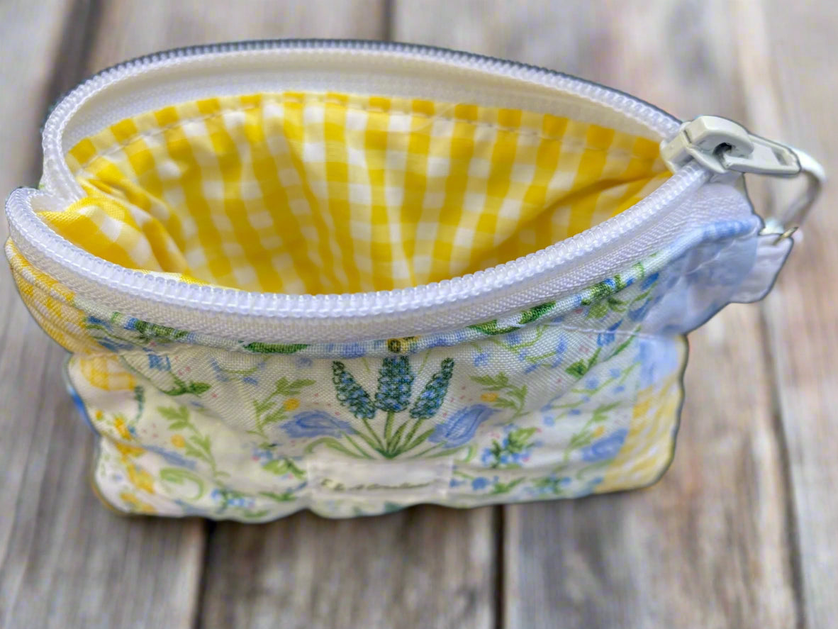 Yellow and Blue Floral Picnic Key Chain Wallet