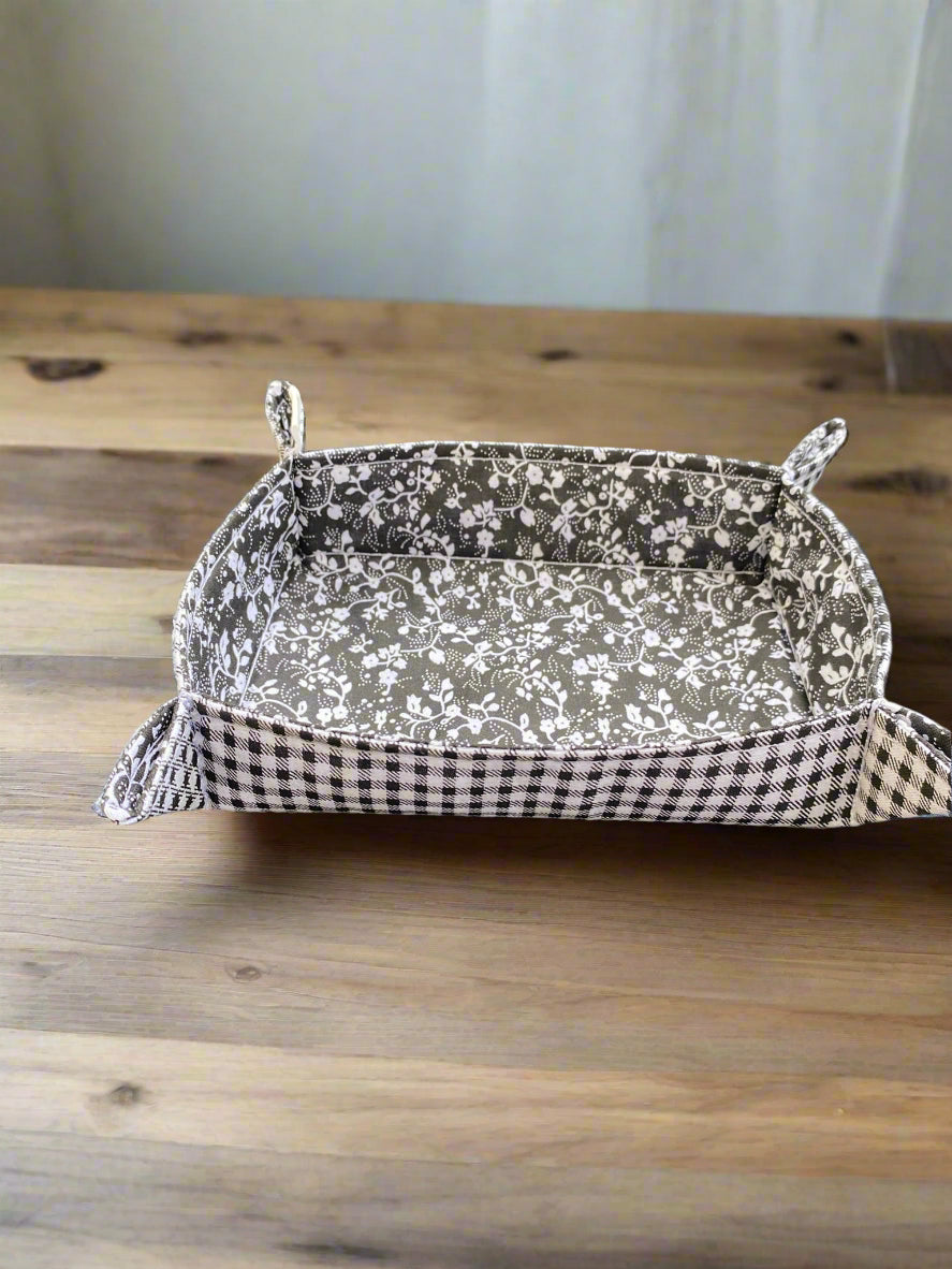 Black and white Floral/ Gingham Fabric Tray