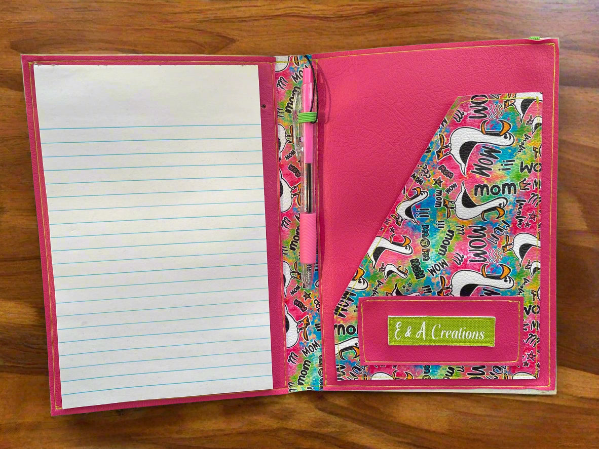 Mom Notepad cover with pen and 5x7 Jr Legal pad
