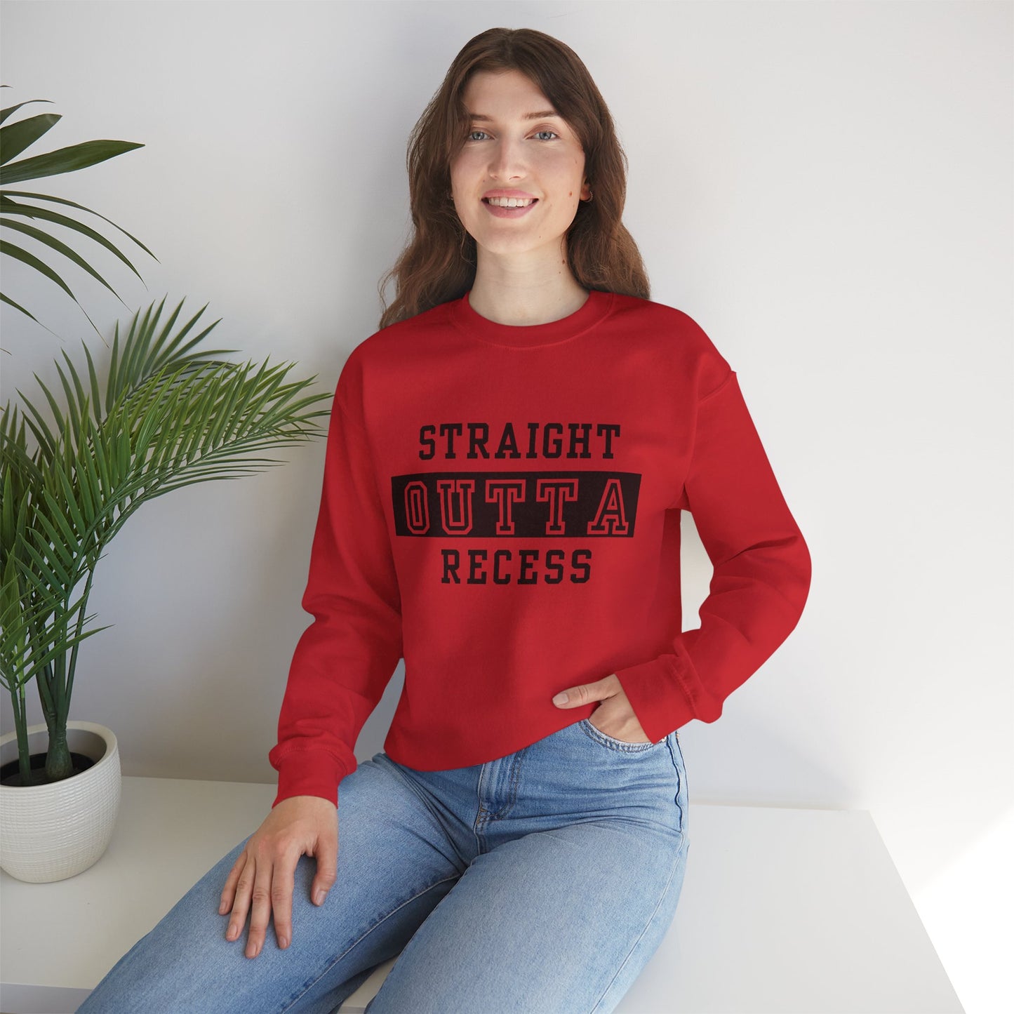 Unisex Sweatshirt - Straight Outta Recess, Comfy Crewneck, Perfect for Teachers, Students, Funny Gift Idea, Cozy Casual Wear, School Spirit