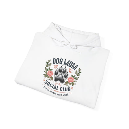 Dog Mom Social Club Hoodie, Casual Sweatshirt for Dog Lovers, Gift for Pet Owners, Cozy Hoodie for Dog Moms, Perfect Dog Lover Gift