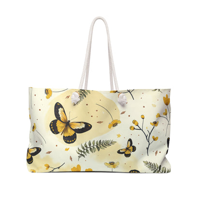 Butterfly Print Weekender Bag – Stylish Travel Tote for Weekend Getaways, Beach, Gym, Gifts, Floral Pattern