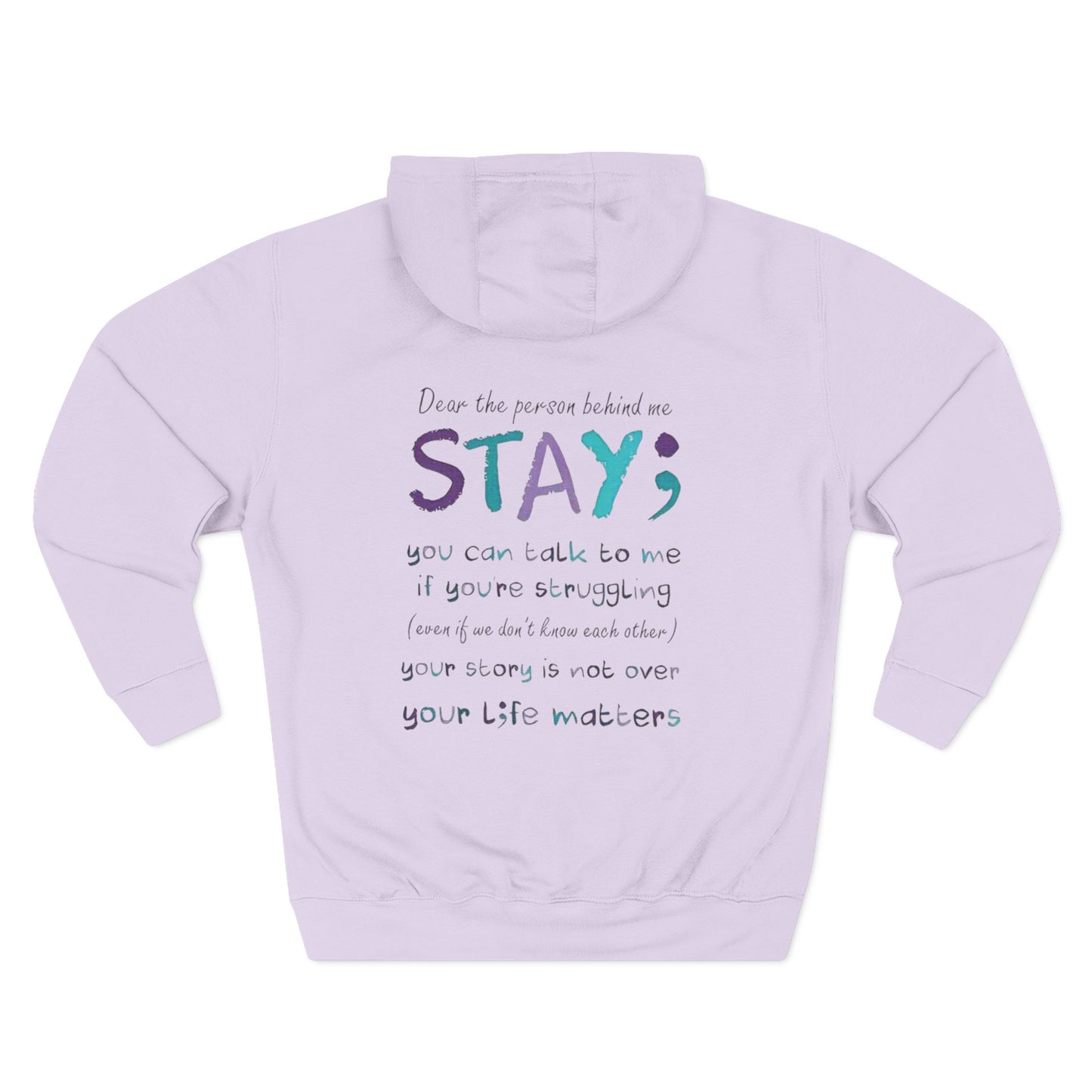 Comforting Message Fleece Hoodie - Stay, Mental Health Awareness, Gift for Friends, Cozy Layer, Inspirational Fashion