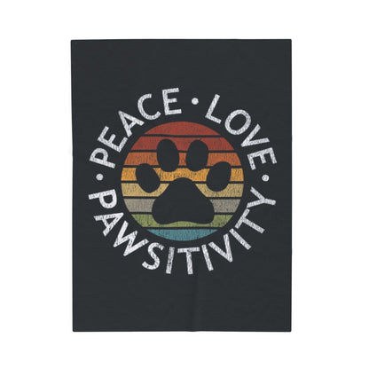 Cozy Pet-Themed Plush Blanket, Peace Love Pawsitivity Fleece Throw, Gift for Animal Lovers, Home Decor, Dog Lover Blanket, Snuggle Blanket