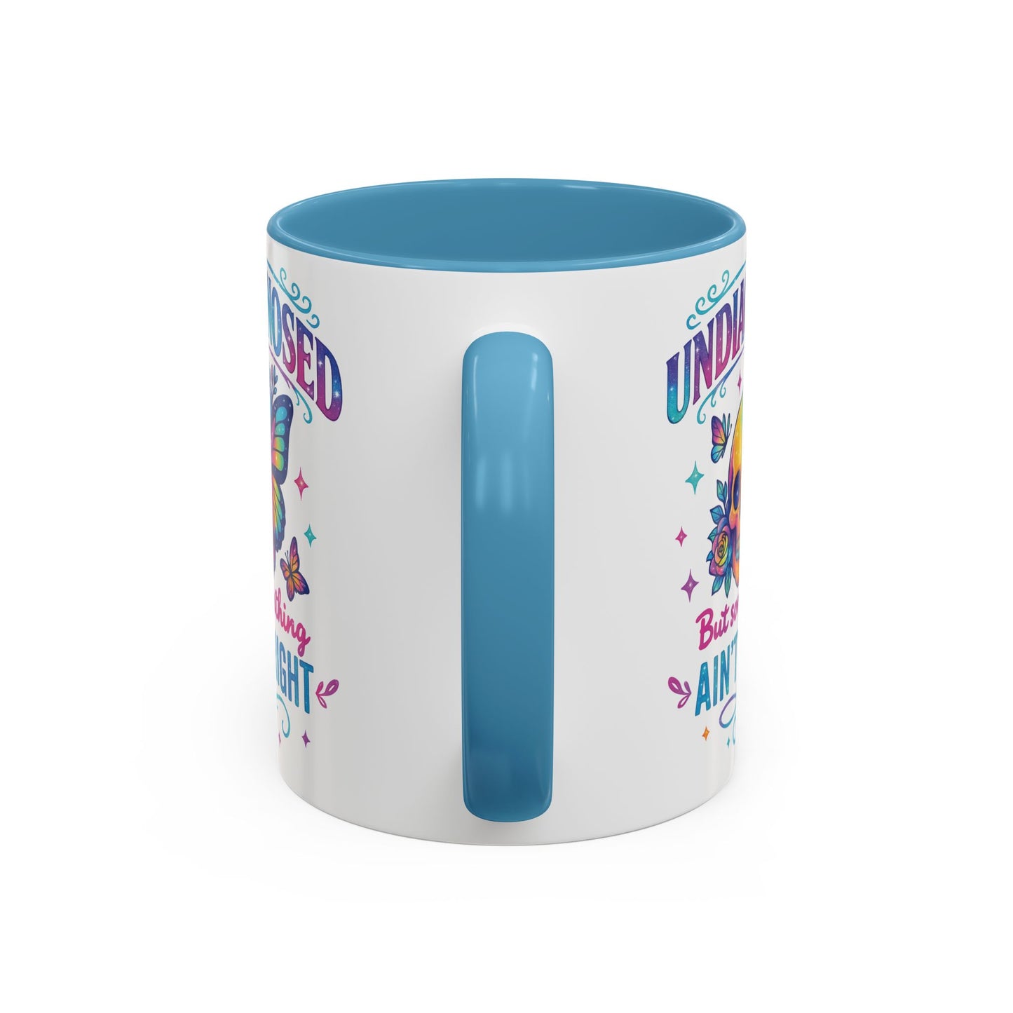 Undiagnosed Vibes Coffee Mug, Bohemian Coffee Cup, Unique Gift for Mental Health Awareness, Colorful Skull Design, Fun Drinking Mug