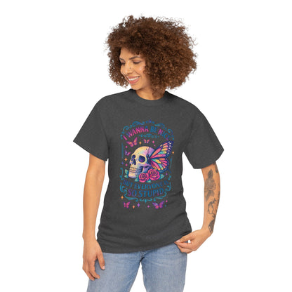 Colorful Skull & Butterfly Graphic Tee - Unique Gift for Halloween, Birthdays, Everyday Wear, Art Lovers, Funny Statement Shirt