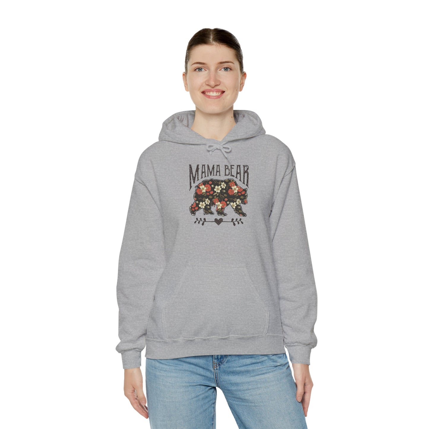 Floral Mama Bear Hoodie, Cozy Sweatshirt for Moms, Gift for Mother’s Day, Cute Casual Wear, Nature Themed Apparel