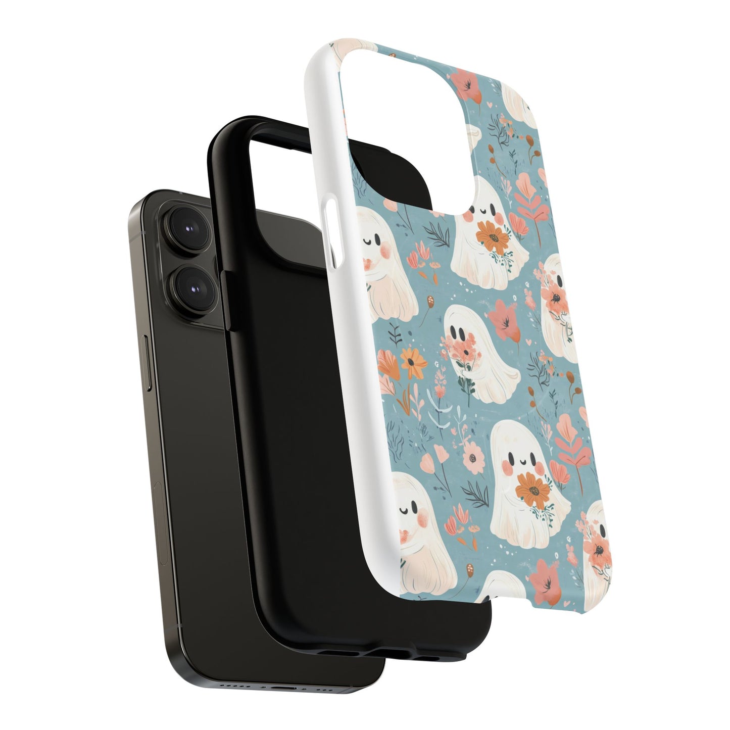 Cute Ghost Floral Magnetic Phone Case, Tough Phone Cover, Halloween Gift, Trendy Case for Kids, Unique Cell Phone Accessory