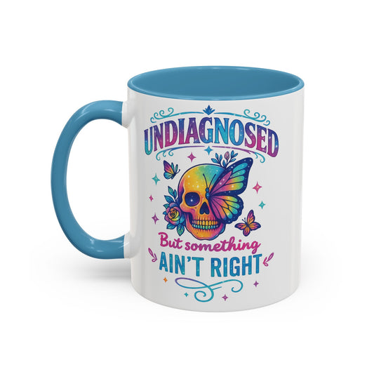 Undiagnosed Vibes Coffee Mug, Bohemian Coffee Cup, Unique Gift for Mental Health Awareness, Colorful Skull Design, Fun Drinking Mug