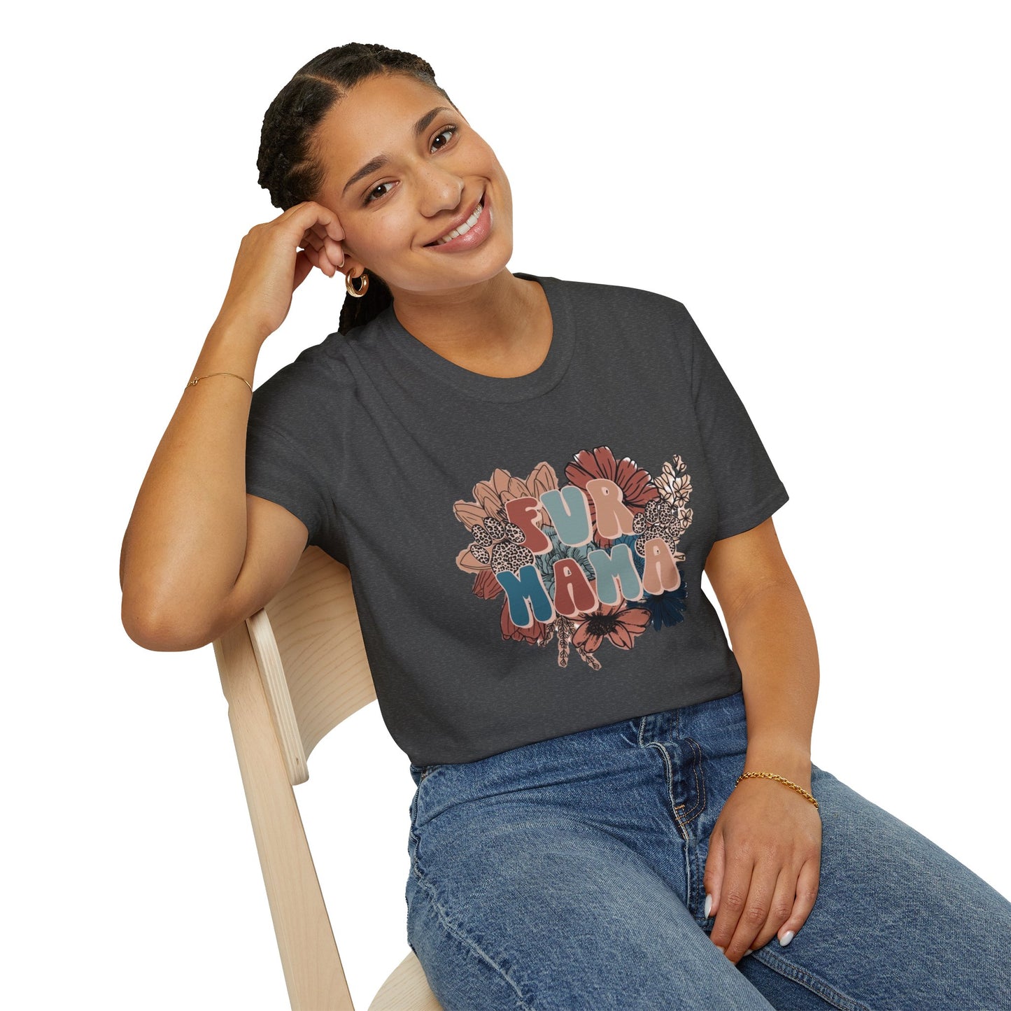 Floral Fur Mama T-Shirt, Mother's Day Gift, Relaxed Fit Tee, Comfortable Everyday Wear, Unique Floral Design, Gift for Her