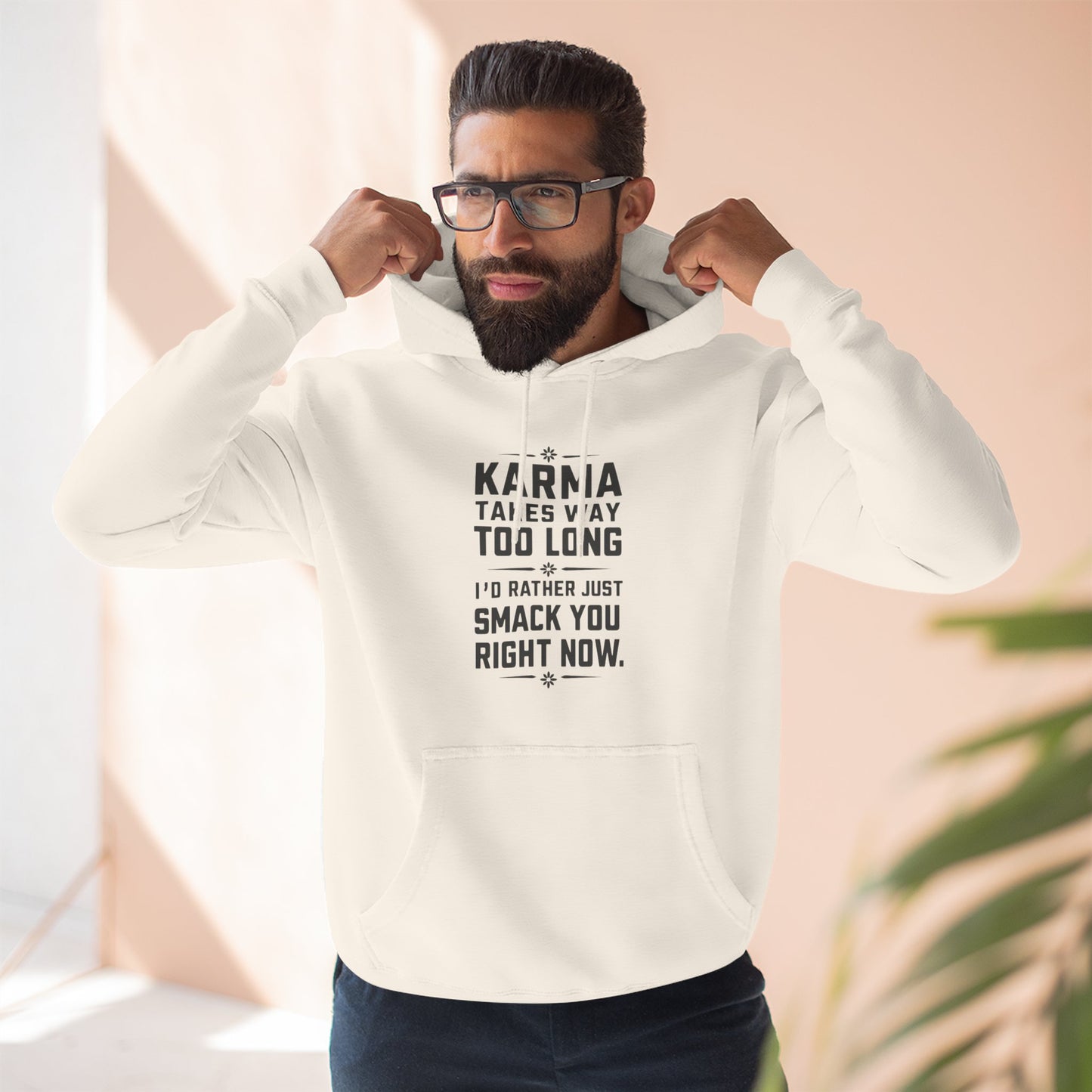 Karma Humor Fleece Hoodie, Funny Sweatshirt for Gift, Cozy Casual Wear, Perfect for Friends, Ideal for Birthdays, Holidays