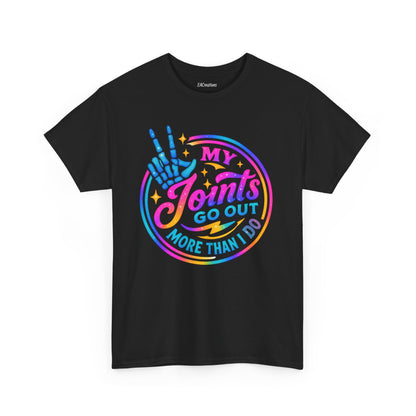 My Joints Go Out Unisex Heavy Cotton Tee, Humor Tee, Gift for Joint Pain Relief, Funny Tee for Seniors, Relaxed Fit, Wellness Gift