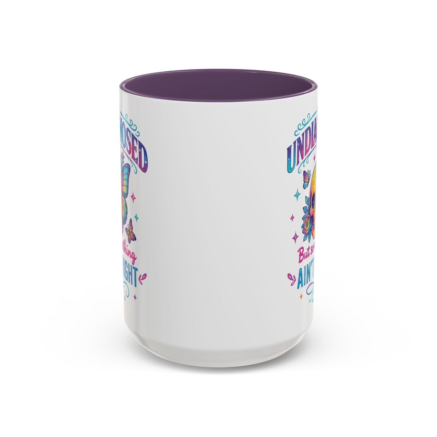 Undiagnosed Vibes Coffee Mug, Bohemian Coffee Cup, Unique Gift for Mental Health Awareness, Colorful Skull Design, Fun Drinking Mug