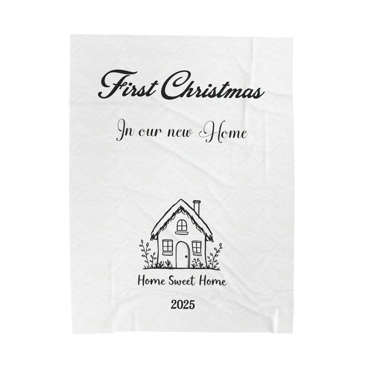 Personalized First Christmas In our new home Plush Blanket, Cozy Home Decor, New Home Gift, Holiday Gift, Warm Throw for Couples