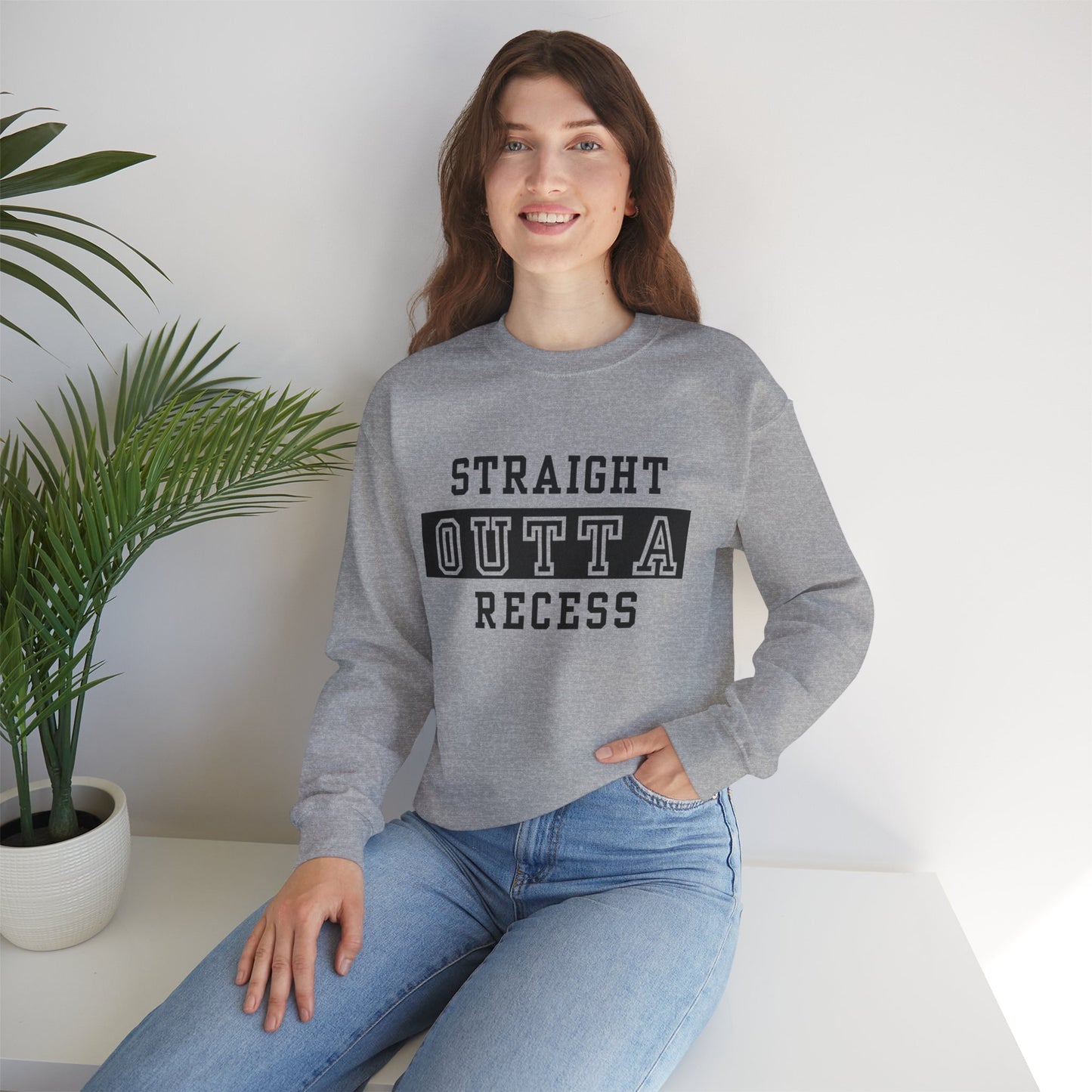 Unisex Sweatshirt - Straight Outta Recess, Comfy Crewneck, Perfect for Teachers, Students, Funny Gift Idea, Cozy Casual Wear, School Spirit