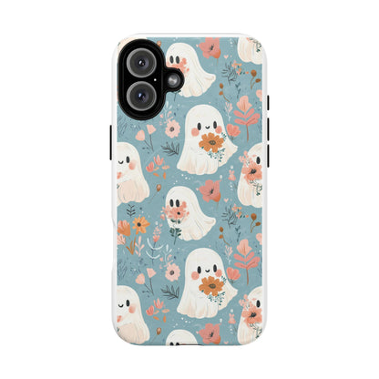 Cute Ghost Floral Magnetic Phone Case, Tough Phone Cover, Halloween Gift, Trendy Case for Kids, Unique Cell Phone Accessory