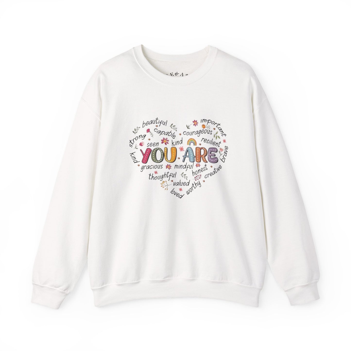 Heartfelt Affirmations Crewneck Sweatshirt, Inspirational Gift, Unisex Pullover, Cozy Layer, Thoughtful Gift for Holidays