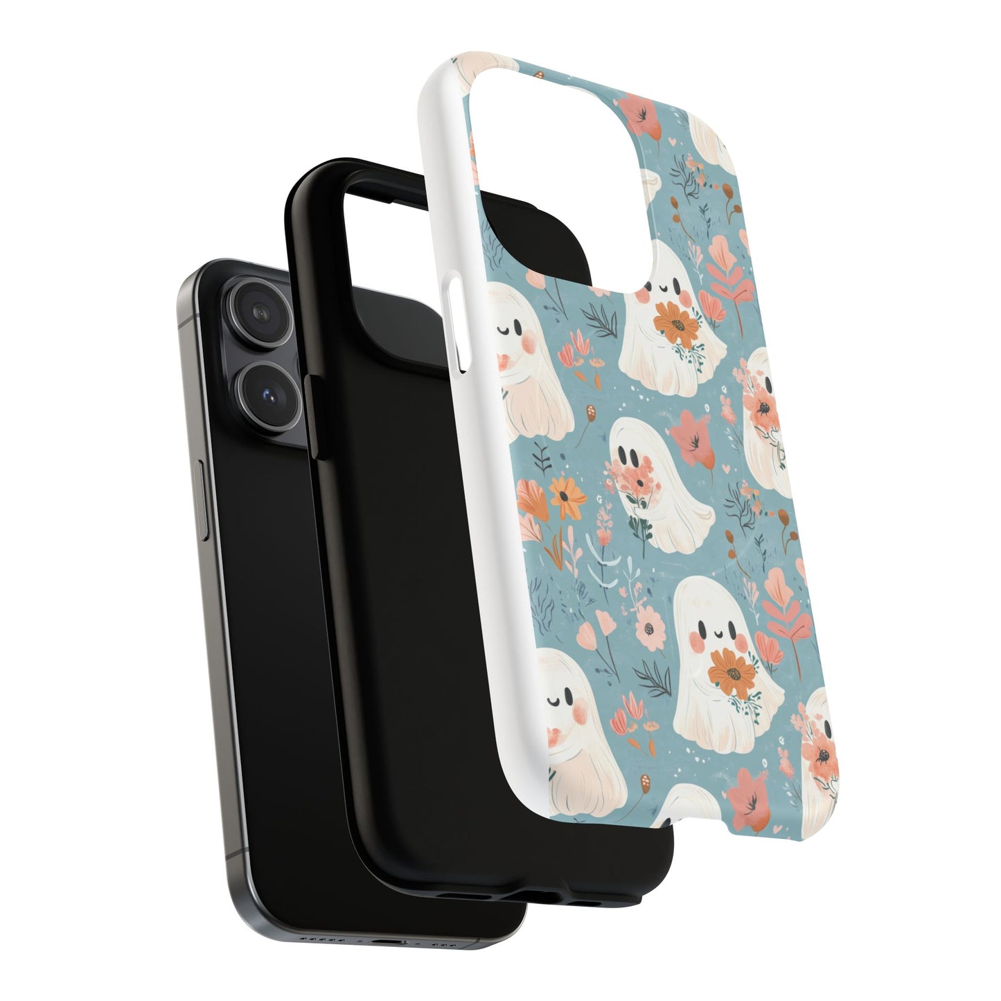 Cute Ghost Floral Magnetic Phone Case, Tough Phone Cover, Halloween Gift, Trendy Case for Kids, Unique Cell Phone Accessory