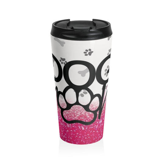 Dog Mom Paw Print Travel Mug, Dog Lover Gift, Personalized Travel Cup, Pet Owner Mug, Cute Dog Accessories, Coffee Travel Tumbler