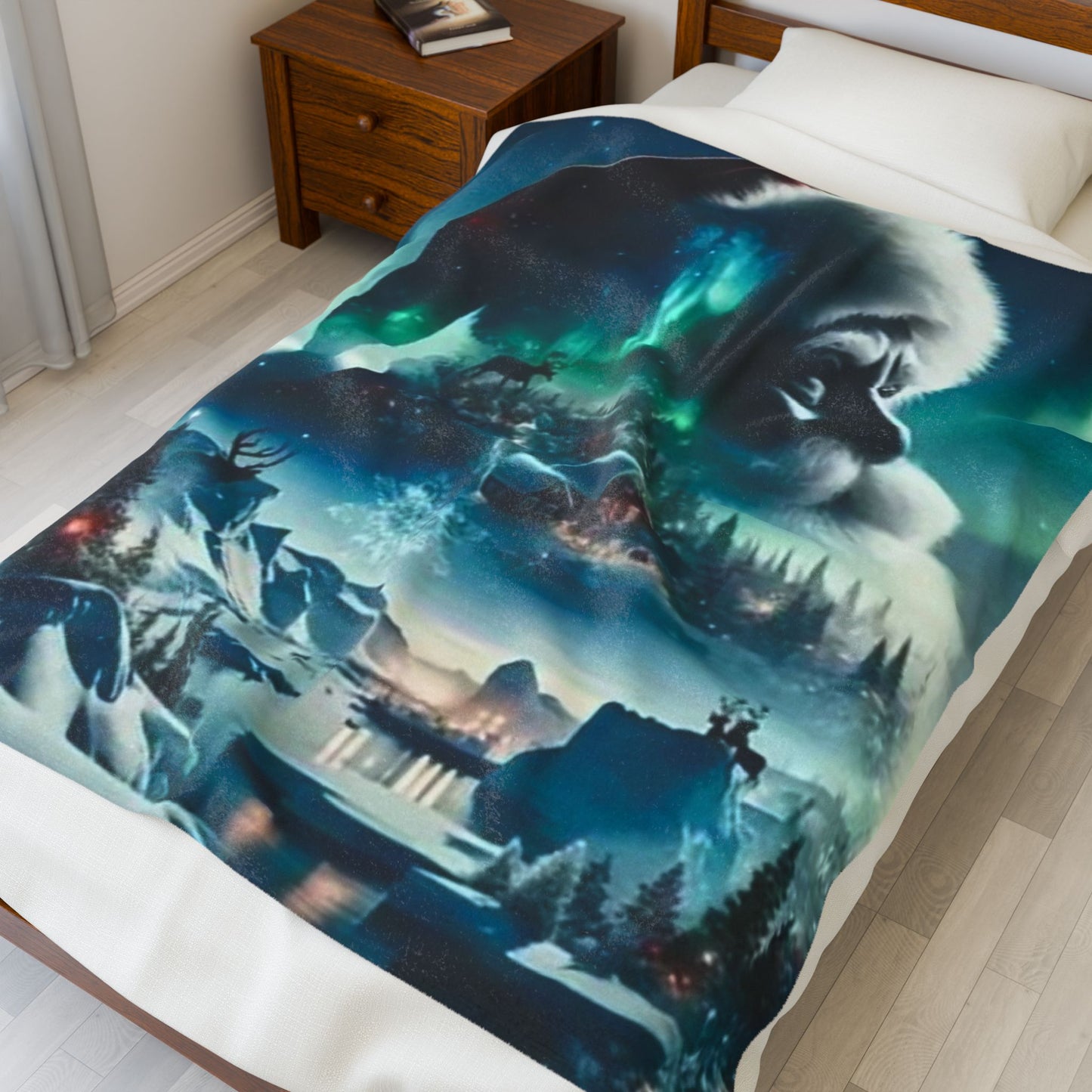 Cozy Christmas Velveteen Plush Blanket, Soft Holiday Throw, Winter Decor, Santa Blanket, Christmas Gift, Warm Home Accessory