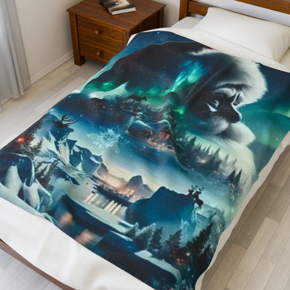 Cozy Christmas Velveteen Plush Blanket, Soft Holiday Throw, Winter Decor, Santa Blanket, Christmas Gift, Warm Home Accessory