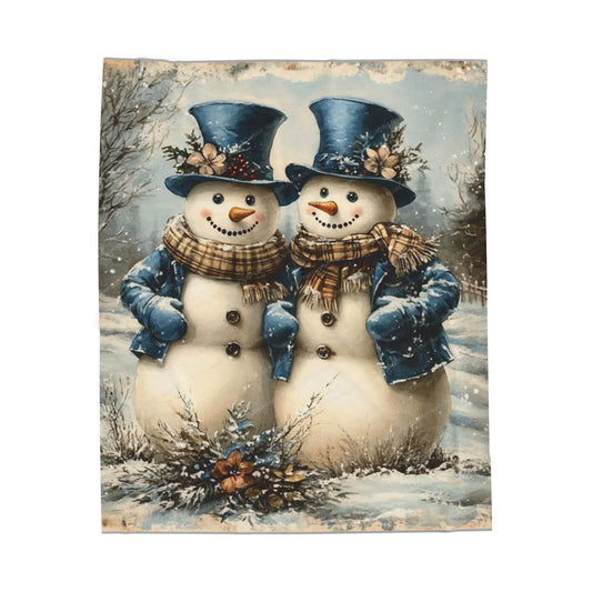 Snowman Themed Velveteen Plush Blanket, Cozy Winter Decor, Holiday Gift, Soft Throw, Perfect for Family, Christmas Decoration