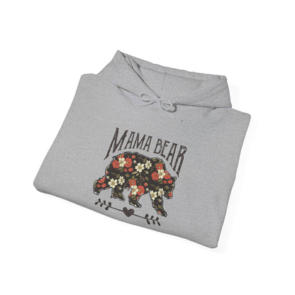 Floral Mama Bear Hoodie, Cozy Sweatshirt for Moms, Gift for Mother’s Day, Cute Casual Wear, Nature Themed Apparel