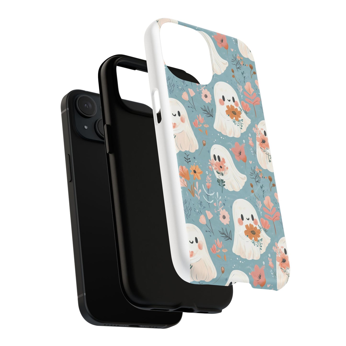 Cute Ghost Floral Magnetic Phone Case, Tough Phone Cover, Halloween Gift, Trendy Case for Kids, Unique Cell Phone Accessory