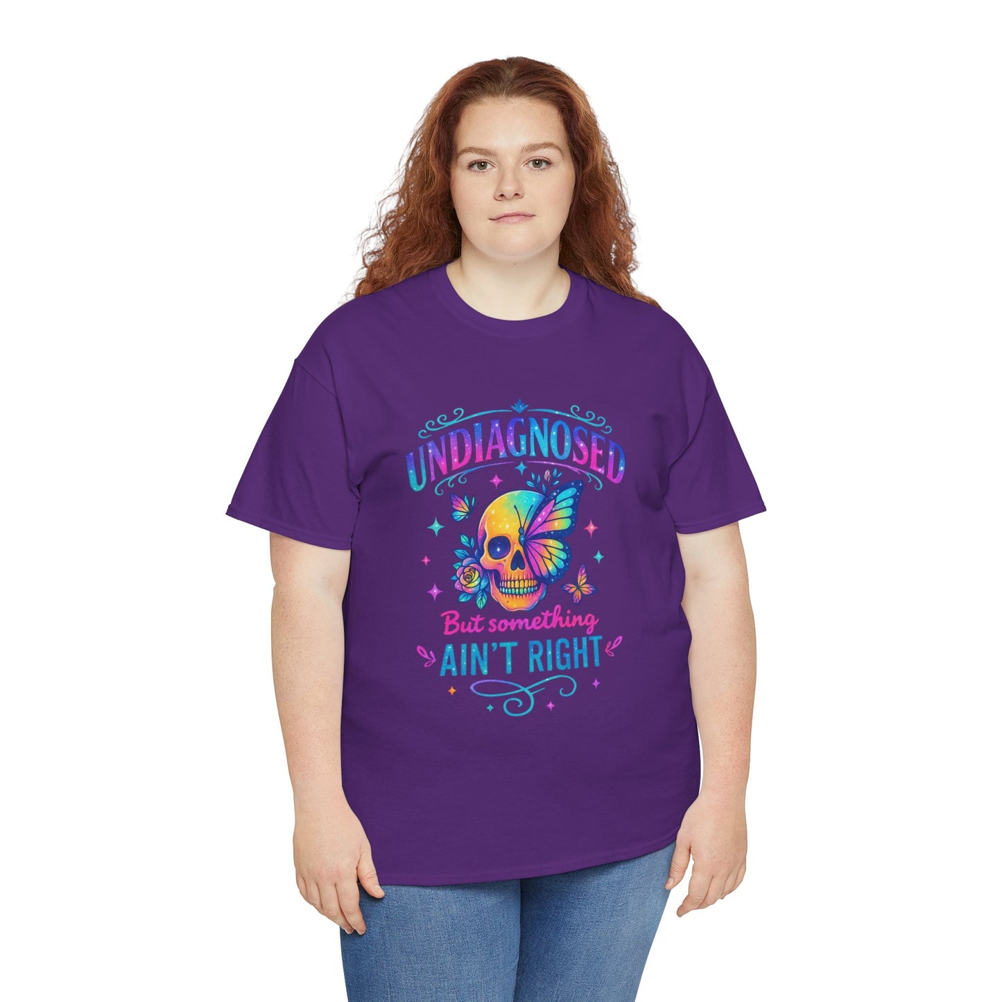 Colorful Undiagnosed Heavy Cotton Tee, Funny T-Shirt, Unique Gift, Mental Health Awareness, Casual Daily Wear, Unisex Apparel