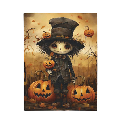 Halloween-Themed Velveteen Plush Blanket, Cozy Throw for Fall Nights, Pumpkin Decor, Scary Movie Nights, Gift for Horror Lovers