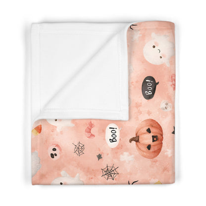 Adorable Halloween Soft Fleece Baby Blanket, Cozy Nursery Decor, Pumpkin Ghost Design, Perfect Baby Shower Gift, Fall Celebration