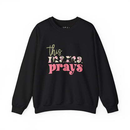 This Mama Prays Crewneck Sweatshirt, Cozy Mom Sweatshirt, Prayer Sweatshirt, Gift for Mom, Mother's Day Apparel, Unisex Sweatshirt