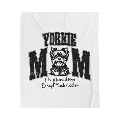 Yorkie Mom Velveteen Plush Blanket, Cozy Pet Blanket, Dog Lover Gift, Warm Home Decor, Mother's Day Gift, Custom Yorkie Gifts