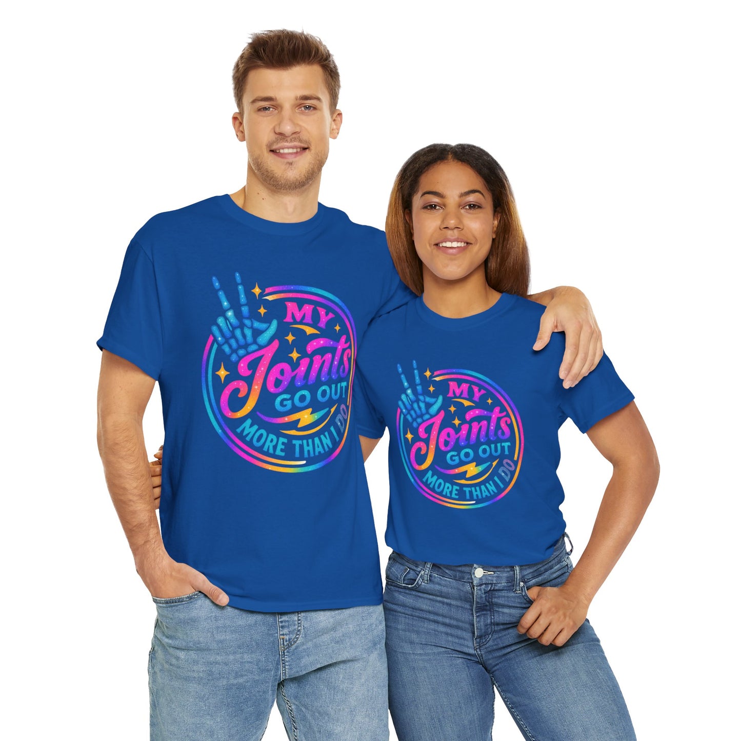 My Joints Go Out Unisex Heavy Cotton Tee, Humor Tee, Gift for Joint Pain Relief, Funny Tee for Seniors, Relaxed Fit, Wellness Gift