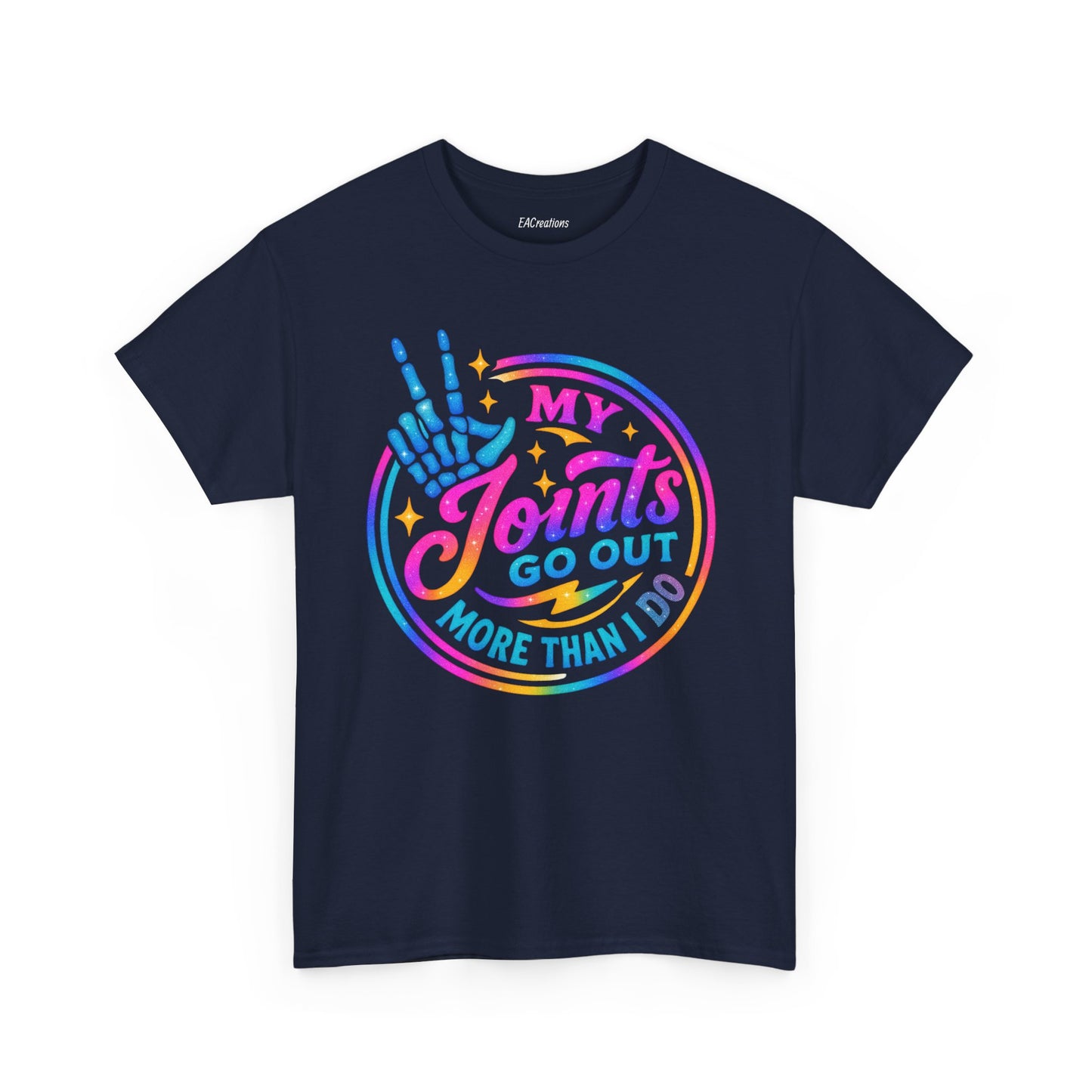 My Joints Go Out Unisex Heavy Cotton Tee, Humor Tee, Gift for Joint Pain Relief, Funny Tee for Seniors, Relaxed Fit, Wellness Gift