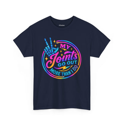 My Joints Go Out Unisex Heavy Cotton Tee, Humor Tee, Gift for Joint Pain Relief, Funny Tee for Seniors, Relaxed Fit, Wellness Gift