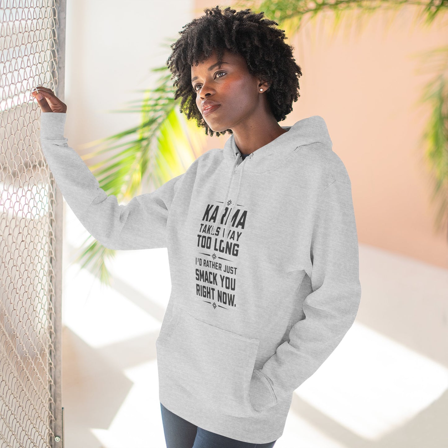 Karma Humor Fleece Hoodie, Funny Sweatshirt for Gift, Cozy Casual Wear, Perfect for Friends, Ideal for Birthdays, Holidays